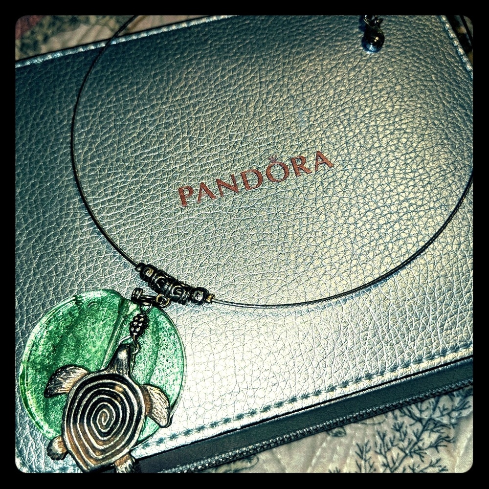 TURTLE AND AQUA STONE NECKLACE